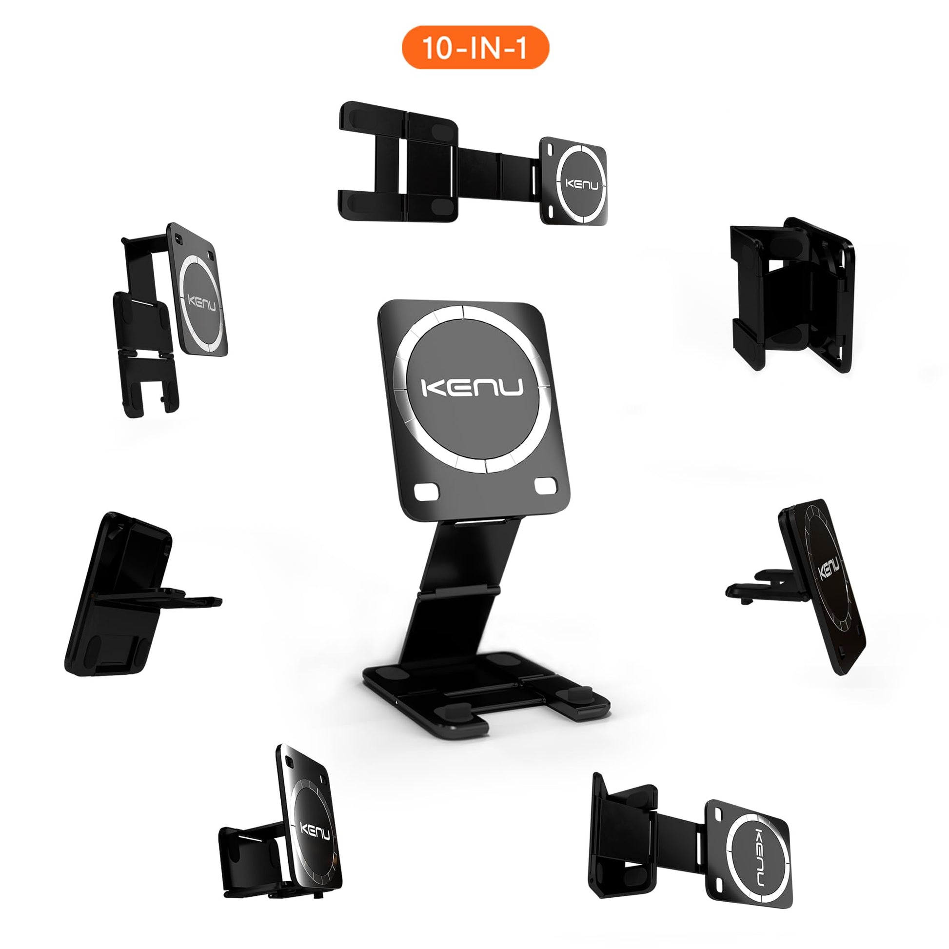 Kenu Stance+ All-in-One Universal Travel Phone Mount Compatible with MagSafe, 10+ Functions: Magnetic Tripod Stand, Car Vent+CD Mount, Finger Holder, Plane Mount, Selfie Stick, More - amzGamess