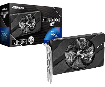 ASRock Intel ARC A380 Challenger ITX 6GB OC GDDR6 96-bit DisplayPort HDMI 0dB Silent Cooling 2250 MHz 7680 x 4320 PCI Express4.0 Graphics Card - amzGamess