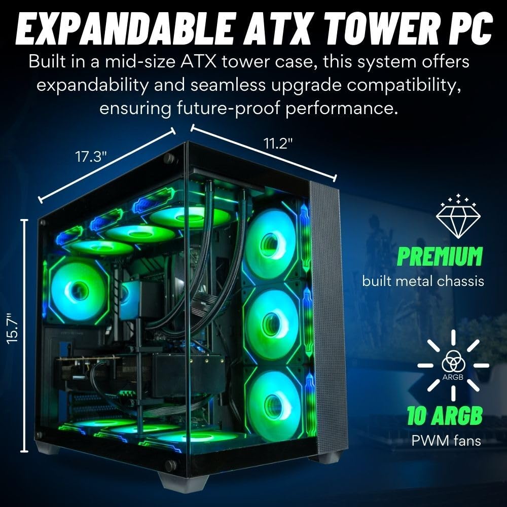 Panorama Gamer Desktop PC (NVD GeForce RTX 4090, Intel 24-Core i9-14900KF Processor, 96GB RAM, 2TB NVMe SSD + 12TB HDD, WiFi + BT, Windows 11 Pro) High-Airflow RGB Gaming Computer