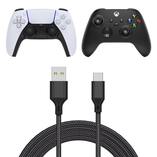 Charging Cable for Xbox Series/ PS5 Controller, Replacement USB C Cord Nylon Braided Long Fast Charging USB Type C Charger Cord Campatible with Xbox Series X/Xbox Series S/ for PS5 Controller - 16.4ft - amzGamess