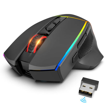 Redragon Wireless Gaming Mouse, Tri-Mode 2.4G/USB-C/Bluetooth Ergonomic Mouse Gaming, 8000 DPI, RGB Backlit, Fully Programmable, Rechargeable Wireless Computer Mouse for Laptop PC Mac, M814 - amzGamess