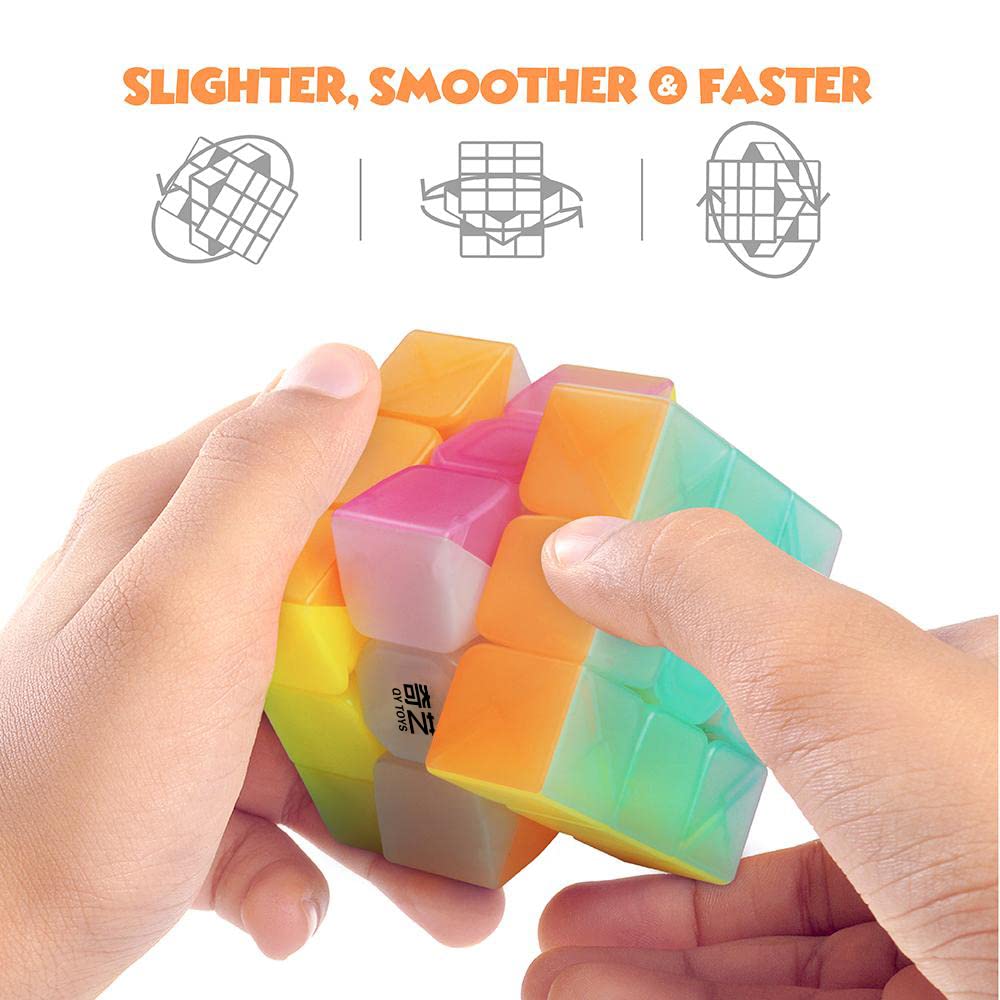 D-FantiX QY Toys Warrior W 3x3 Speed Cube Jelly 3x3x3 Magic Cube Puzzles Transparent Pastel Color - amzGamess