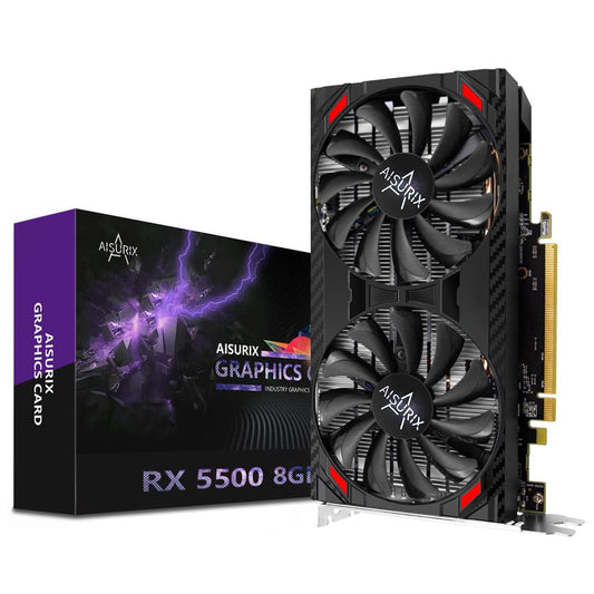 AISURIX RX 5500 8gb GDDR6 Graphics Card,128 Bit, 3XDP, HDMI, PCI Express 4.0X8, 8pin with Fan Intelligent System,Gaming PC Computer Video Cards with 3X DisplayPort +1X HDMI (5500 Style 2) - amzGamess