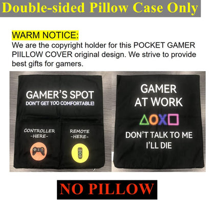 Gamer Gifts, Pocket Design Throw Pillow Covers 18 x 18 Inch + Gamer Socks, Gaming Room Décor Stocking Stuffers Easter Basket Stuffers for Teen Boys Girls Men Father Boyfriends - amzGamess