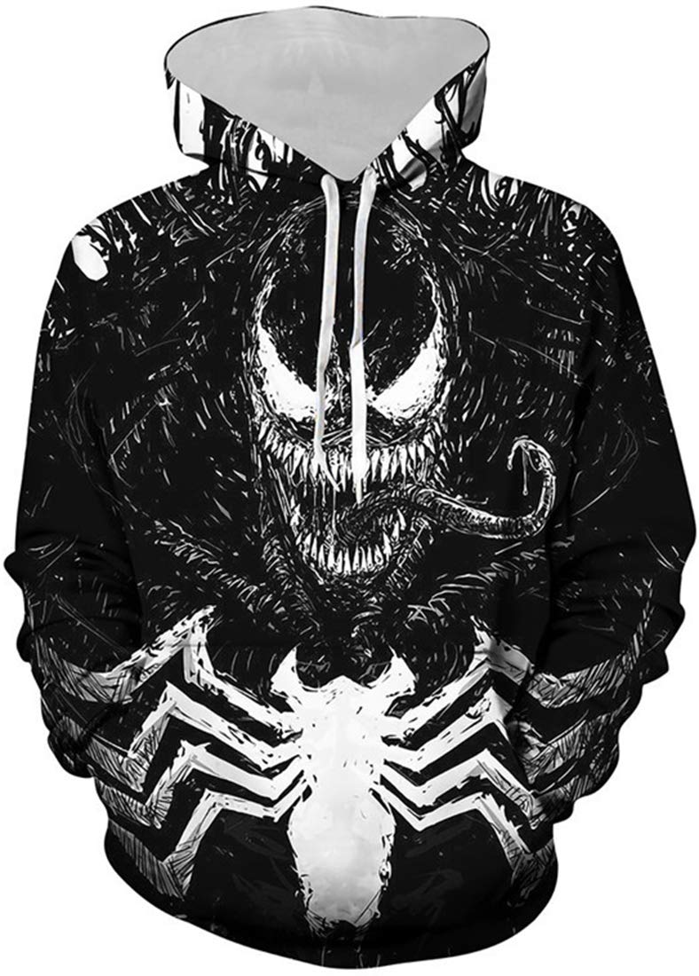 Chaos World Men's Novelty Hoodie Realistic 3D Print Pullover Unisex Casual Sweatshirt(5XL,Spider Alien) - amzGamess