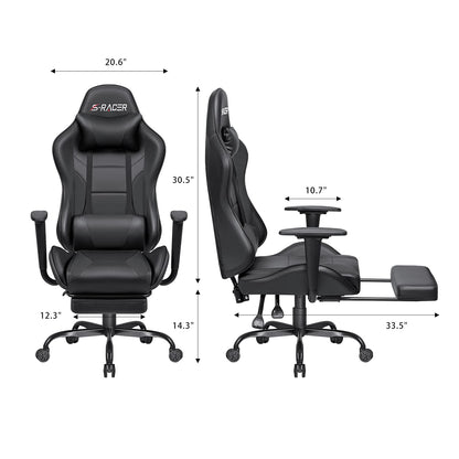 Homall Gaming Chair Massage Computer Office Chair Ergonomic Desk Chair with Footrest Racing Executive Swivel Chair Adjustable Rolling Task Chair (Black)