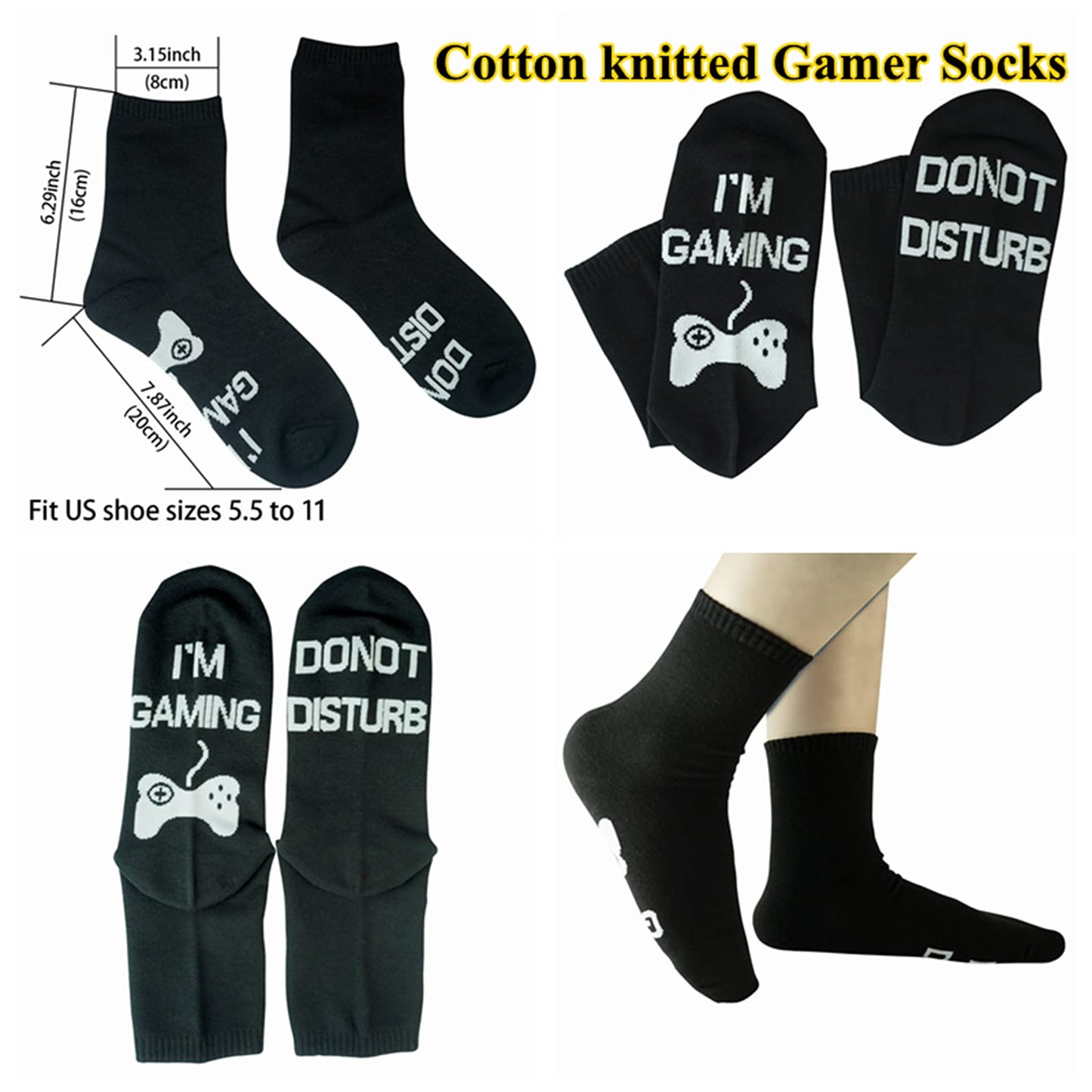 Gamer Gifts, Pocket Design Throw Pillow Covers 18 x 18 Inch + Gamer Socks, Gaming Room Décor Stocking Stuffers Easter Basket Stuffers for Teen Boys Girls Men Father Boyfriends - amzGamess