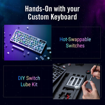 ASUS ROG Azoth 75 Wireless DIY Custom Gaming Keyboard, OLED display, Gasket-Mount, Three-Layer Dampening, Hot-Swappable Pre-lubed ROG NX Storm Switches & Keyboard Stabilizers, PBT Keycaps, RGB - White - amzGamess