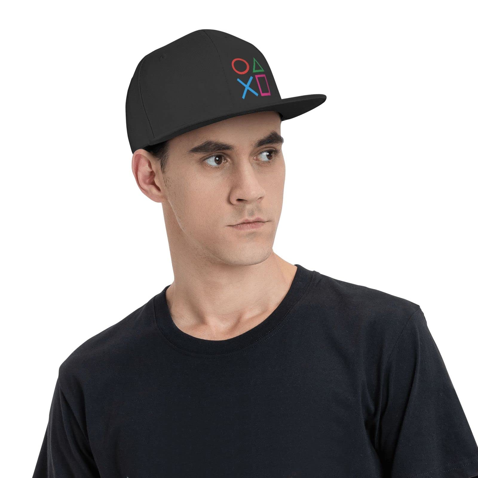 swqfzki Gamer Hat Snapback Flat Bill Baseball Cap Men's Adjustable Gamers Gift Trucker Hats Black - amzGamess