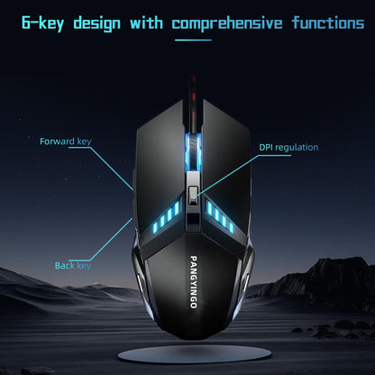 ONE-UP Wired Gaming Mouse Silent Design, Three DPI Levels, RGB Backlighting, 6 Buttons, Ergonomic Design, for Windows/Mac/Laptops, Grey