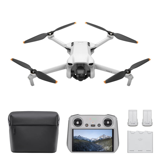 DJI Mini 3 Fly More Combo (DJI RC), Drone Under 249g, 3 batteries for 114-Min Max Flight Time, True Vertical Shooting, Return to Home, 10km Max Video Transmission, Drone with Camera 4K for Beginners - amzGamess