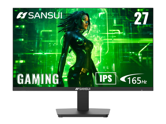 SANSUI Computer Monitor 27 inch 165Hz 1ms PC Gaming Monitor -2 x HDMI 2.0丨1 x Display Port 1.4丨IPS丨FHD 1080P丨Adaptive Sync丨100% sRGB丨Blacklevel Adjust丨VESA Compatible,Black (ES-G27F2)