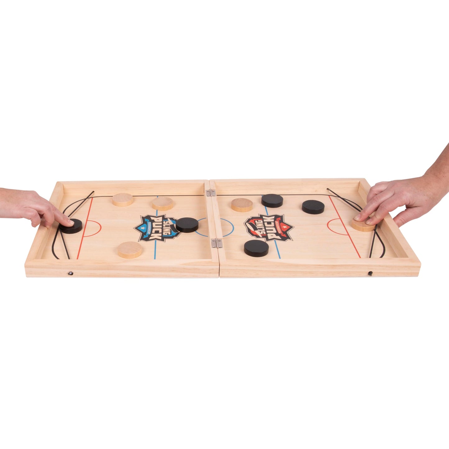Crazy Games Fast Sling Puck Board Game I 14" Small Wooden Family Games, Table Top Hockey Game for Adults & Kids, Competitive Game Ideal for Parties - amzGamess