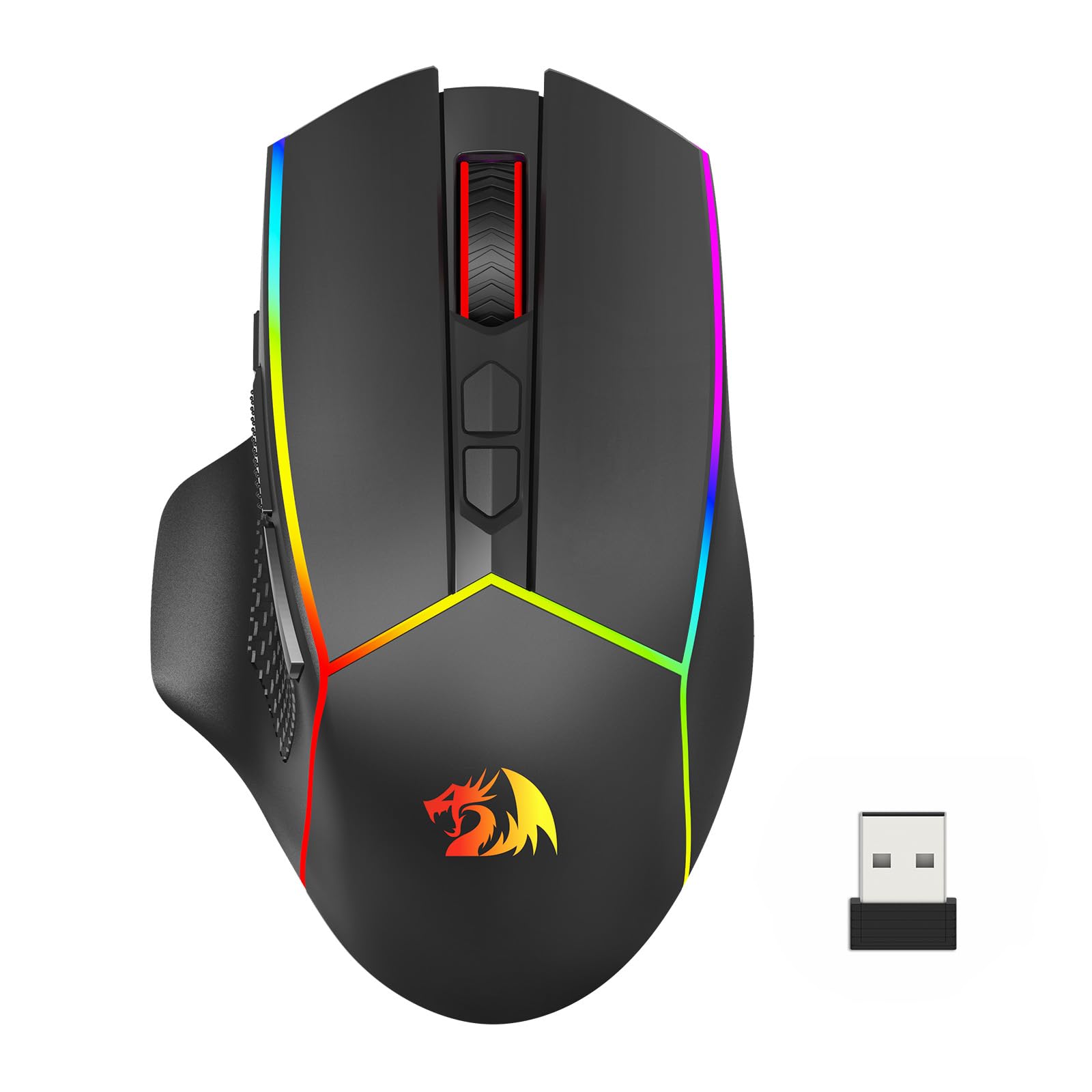 Redragon Wireless Gaming Mouse, Tri-Mode 2.4G/USB-C/Bluetooth Ergonomic Mouse Gaming, 8000 DPI, RGB Backlit, Fully Programmable, Rechargeable Wireless Computer Mouse for Laptop PC Mac, M814 - amzGamess