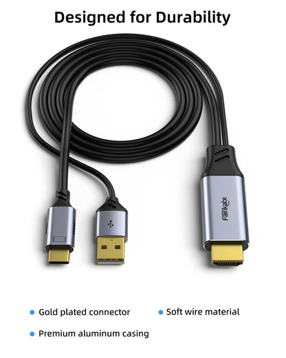 HDMI to USB C Adapter Cable 3.3ft 4K60Hz, HDMI System to USB Type C Monitor, for HDMI Source (Laptop, PC, Steam Deck Dock, PS4, PS5, Xbox) to Display on USBC Xreal Air, Nreal, Portable Monitor