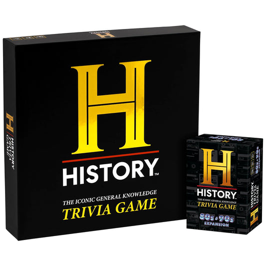 History Channel Trivia Board Game Deluxe Edition with 80s & 90s Expansion Pack - 2400+ General Knowledge Questions. Fun Party Card Game for Adults, Family & Teens in The Pursuit of Trivial Knowledge