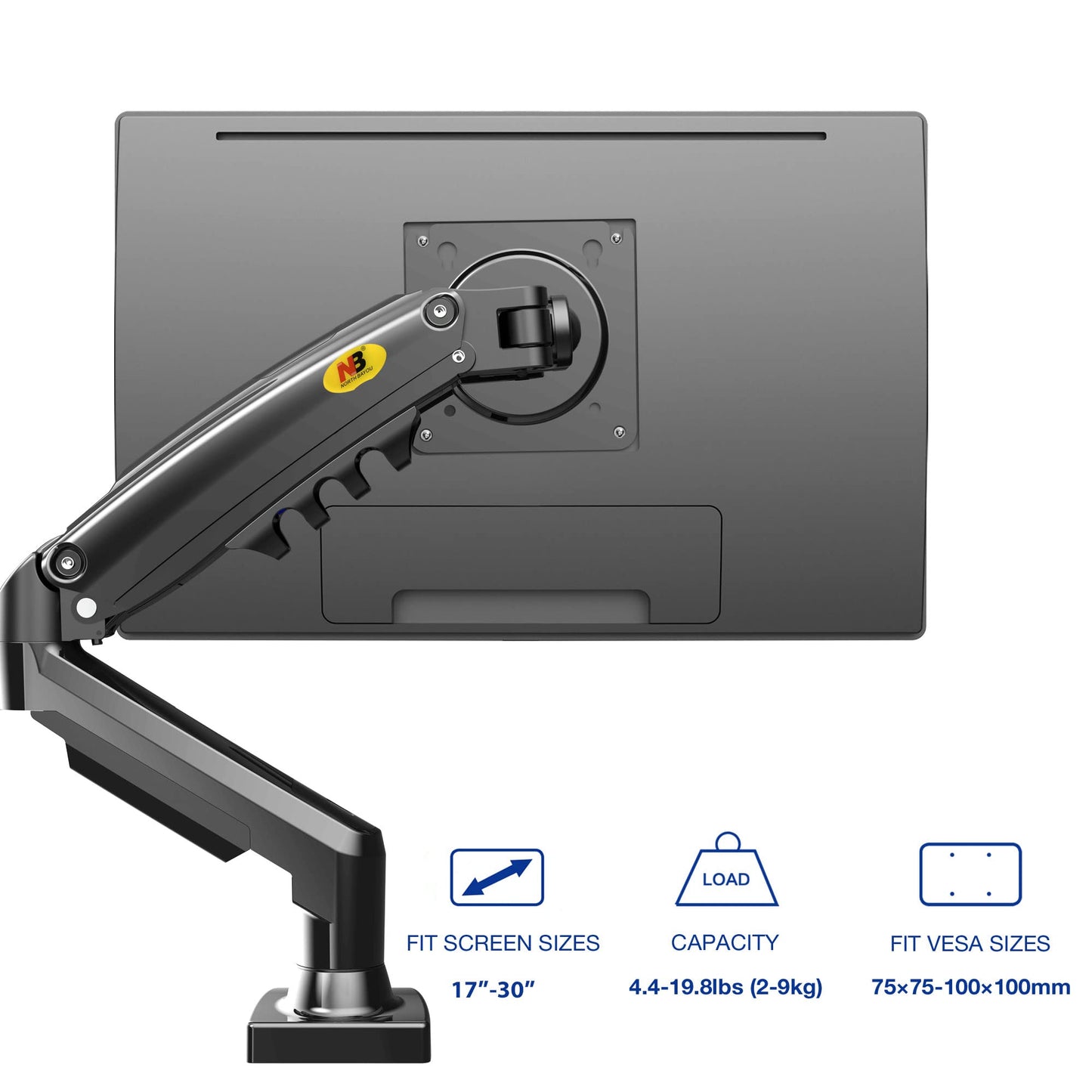 NB North Bayou Monitor Desk Mount Stand Full Motion Swivel Monitor Arm with Gas Spring for 17-30''Computer Monitors(Within 4.4lbs to 19.8lbs) F80