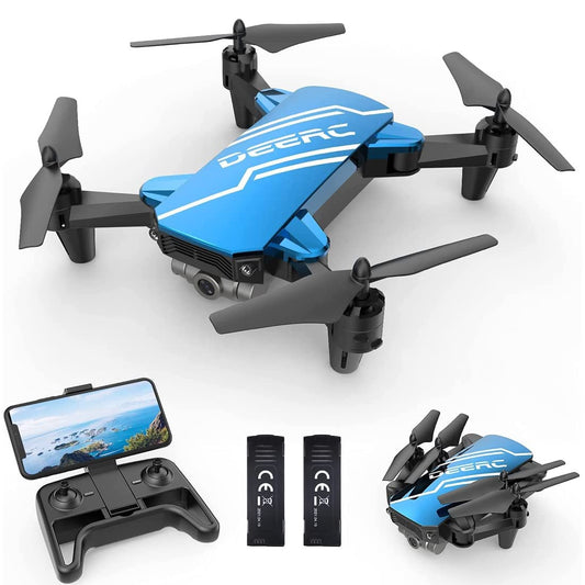DEERC D20 Mini Drone with Camera for Kids, Remote Control Toys Gifts for Boys Girls with Voice Control, Gestures Selfie, Altitude Hold, Gravity Control, One Key Start, 3D Flips 2 Batteries, Blue - amzGamess