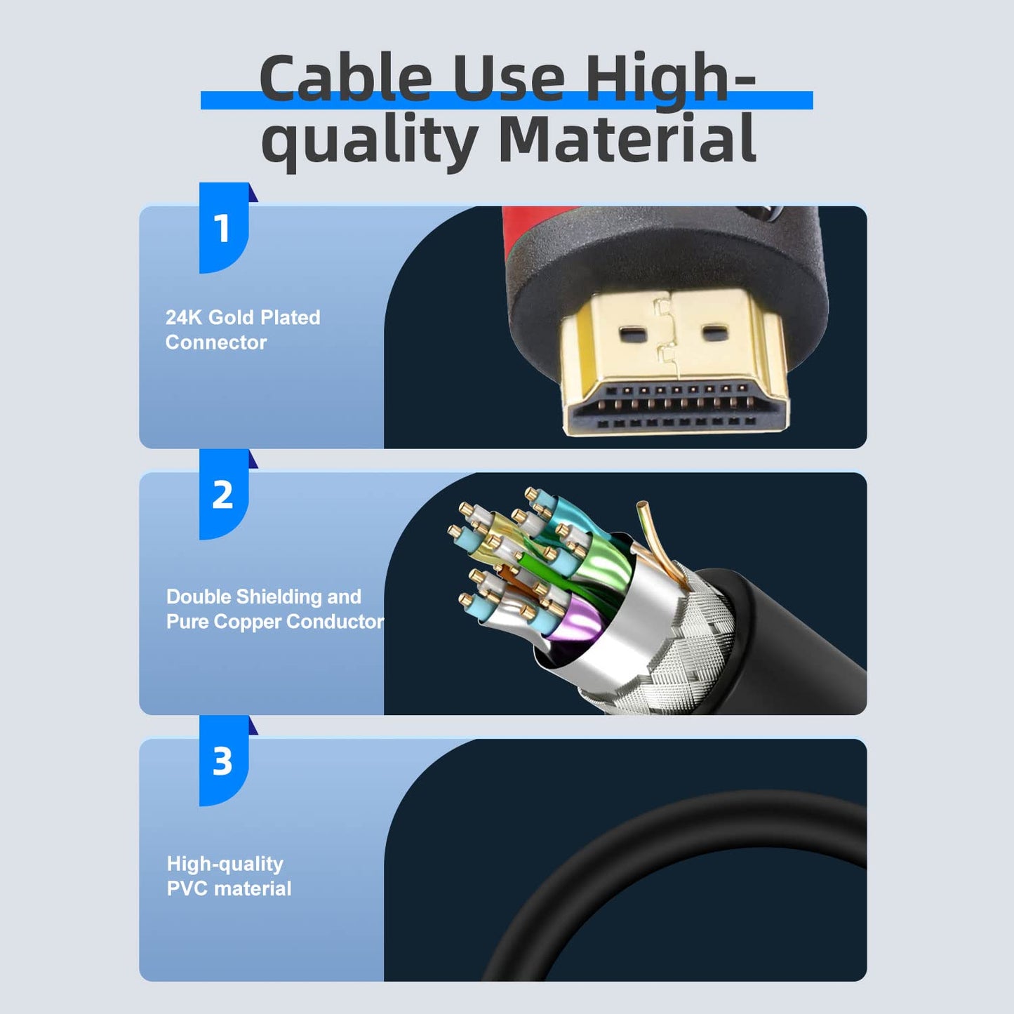 Postta HDMI Cable(75 Feet Blue) HDMI 2.0V with Built-in Signal Booster-Support 4K,3D,1080P,Ethernet,Audio Return-1 Pack