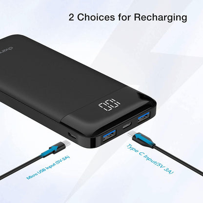 Charmast Portable Charger, USB C Battery Pack, 3A Fast Charging 10400mAh Power Bank LED Display, Slim Portable Phone Battery Charger for iPhone 13 12 11 X 8 7 Samsung S21 S20 Google LG OnePlus iPad