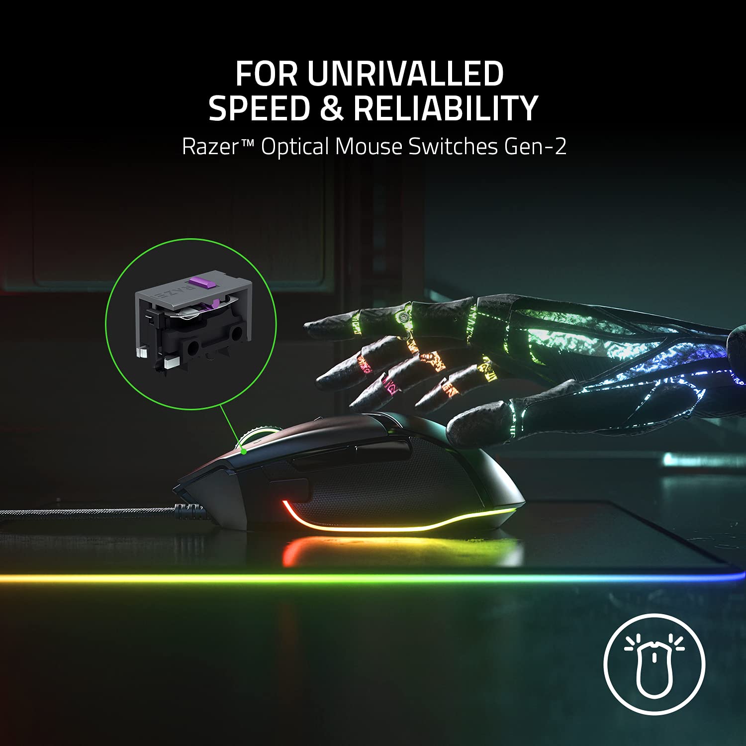 Razer Basilisk V3 Customizable Ergonomic Gaming Mouse: Fastest Gaming Mouse Switch - Chroma RGB Lighting - 26K DPI Optical Sensor -Classic Black - amzGamess