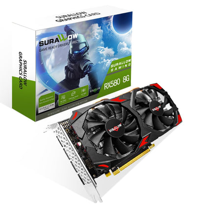 SURALLOW RX 580 8GB Graphics Card, 2048SP,GDDR5,256 Bit Graphics Card for Gaming PC,PCIE 3.0,Twin Freeze Fans Computer Video Card with HDMI/DP/Ports（Style 1） - amzGamess
