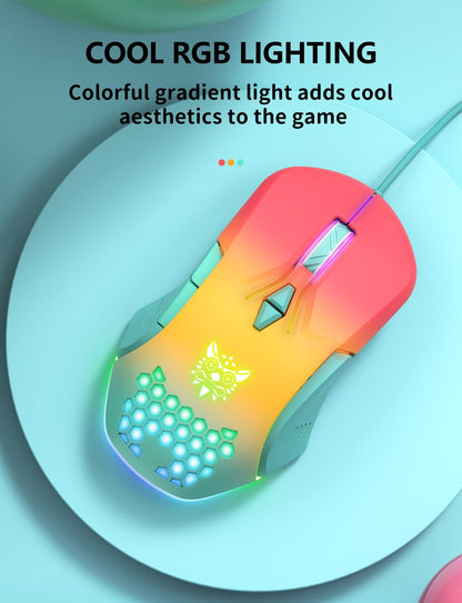 Gaming Mouse, Wired PC Mouse with RGB Backlit, 6 Adjustable DPI, Ergonomic Office Laptop Mouse, Computer Gamer Mouse with Side Buttons for Windows/Mac/Linux/Chrome, Gradient