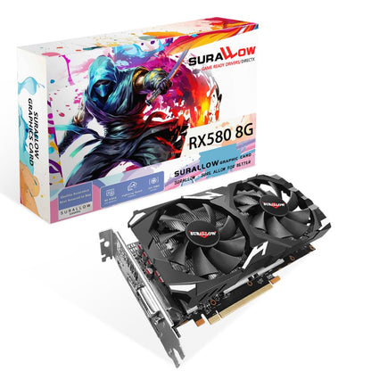 SURALLOW RX 580 8GB Graphics Card, 2048SP,GDDR5,256 Bit Graphics Card for Gaming PC,PCIE 3.0,Twin Freeze Fans Computer Video Card with HDMI/DP/Ports - amzGamess