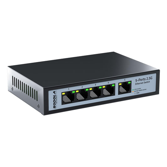 SODOLA 5 Port 2.5G Ethernet Switch,|5 x 2.5GBASE-T Ports,45Gbps Switching Capacity, Plug & Play/Fanless Metal Design 2.5G Ethernet Unmanaged Network Switch
