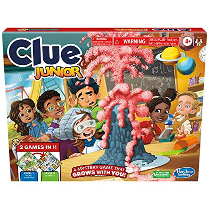 Clue Junior Game, 2-Sided Gameboard, 2 Games in 1, Clue Mystery Game for Younger Kids Ages 4 and Up, 2 to 6 Players