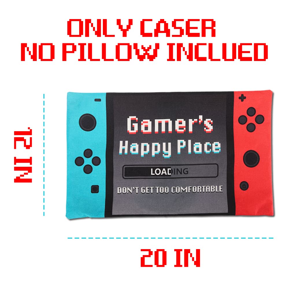 Gamer Gifts for Teen Boys, Letter Print Gaming Room Decor, Gaming Gifts for Men Boyfriends, Gamer Socks + Throw Pillow Covers For Home, 20x12 Inch - amzGamess