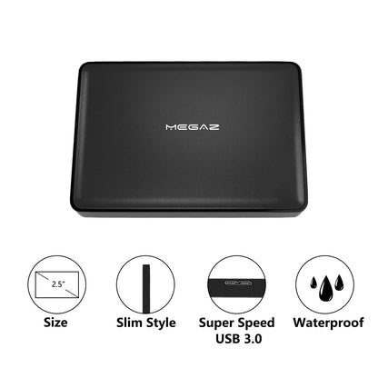 500GB External Hard Drive - MegaZ Backup Slim 2.5'' Portable HDD USB 3.0 for PC, Mac, Laptop, PS4, Xbox one and Chromebook, 3 Year Warranty