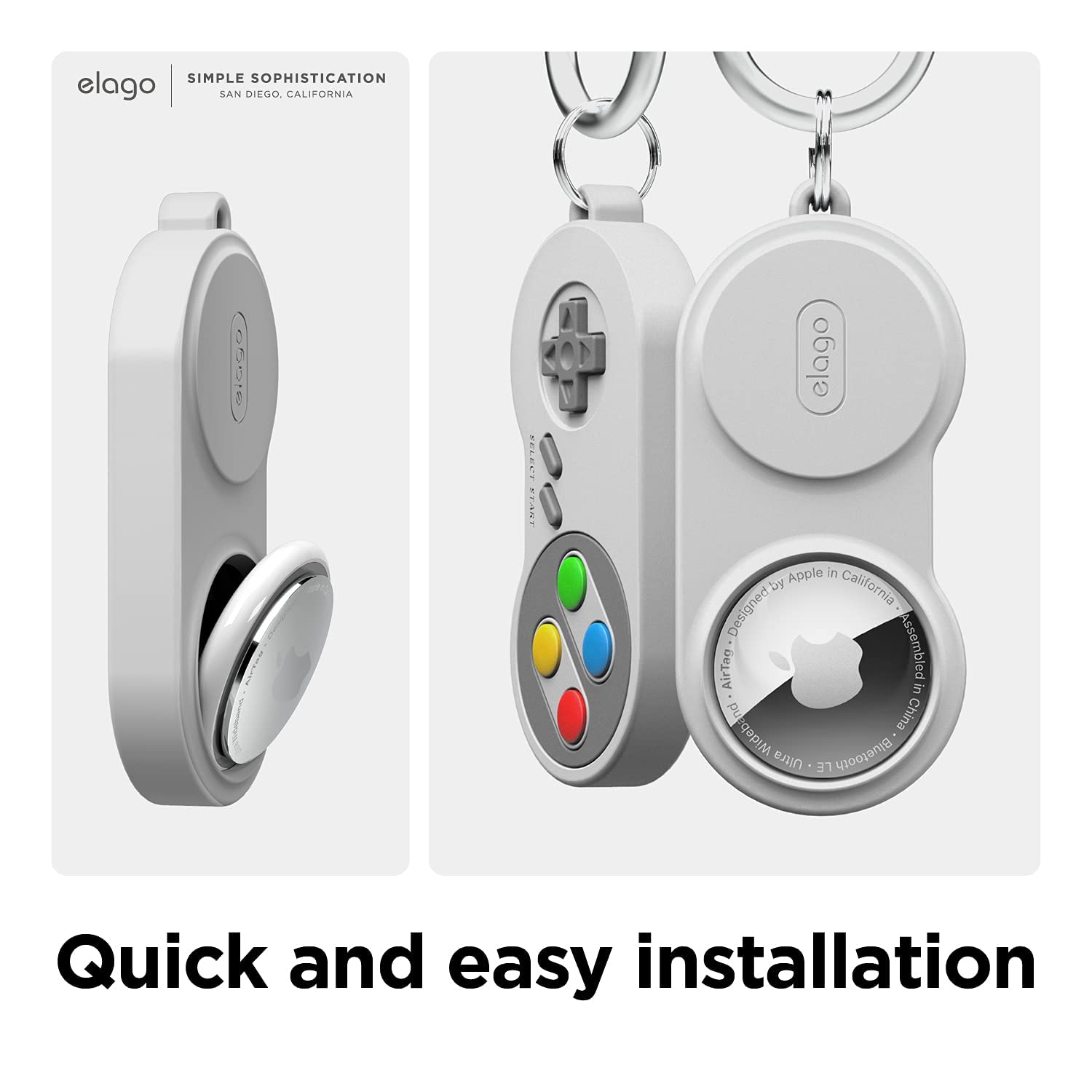 elago W5 Case Keychain Compatible with Apple AirTags - (Track Dogs, Keys, Backpacks, Purses, Golf Rangefinders) Tracking Device Not Included - amzGamess