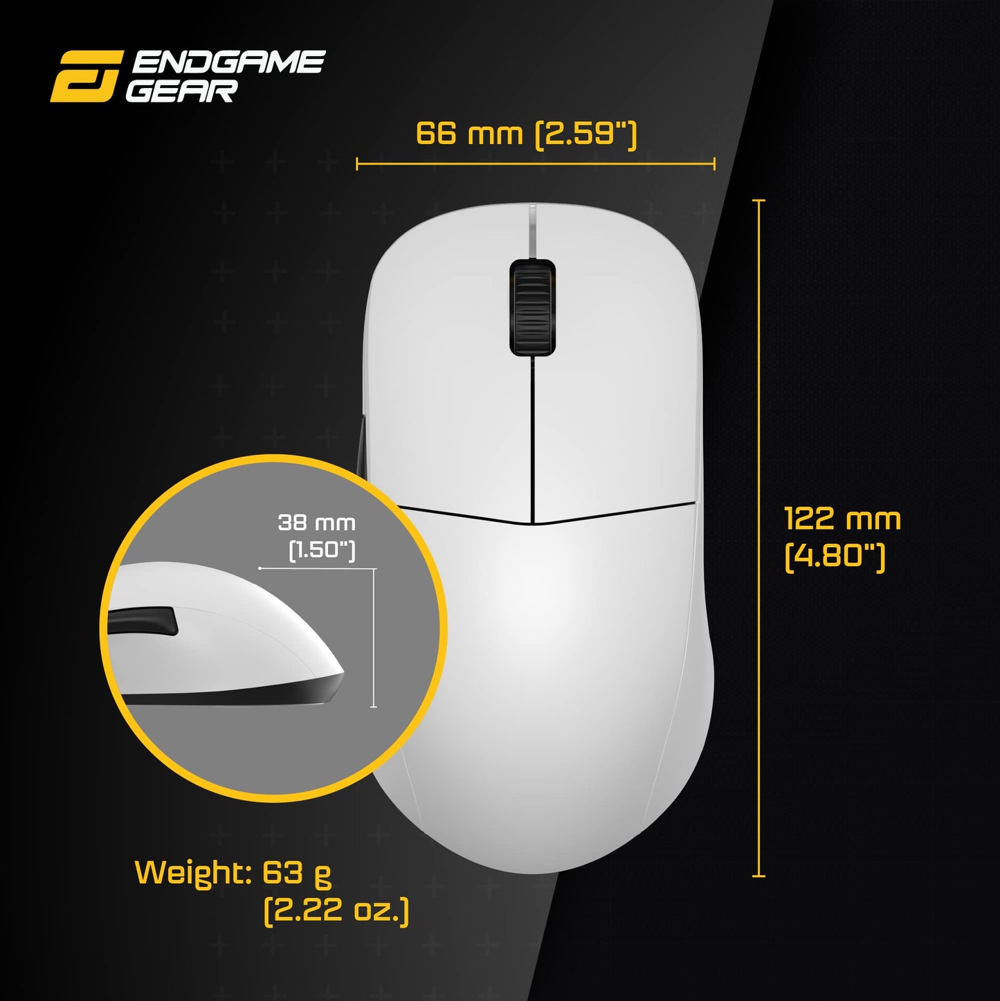 ENDGAME GEAR XM2we Wireless Gaming Mouse, Programmable Mouse with 5 Buttons and 19,000 DPI, White - amzGamess