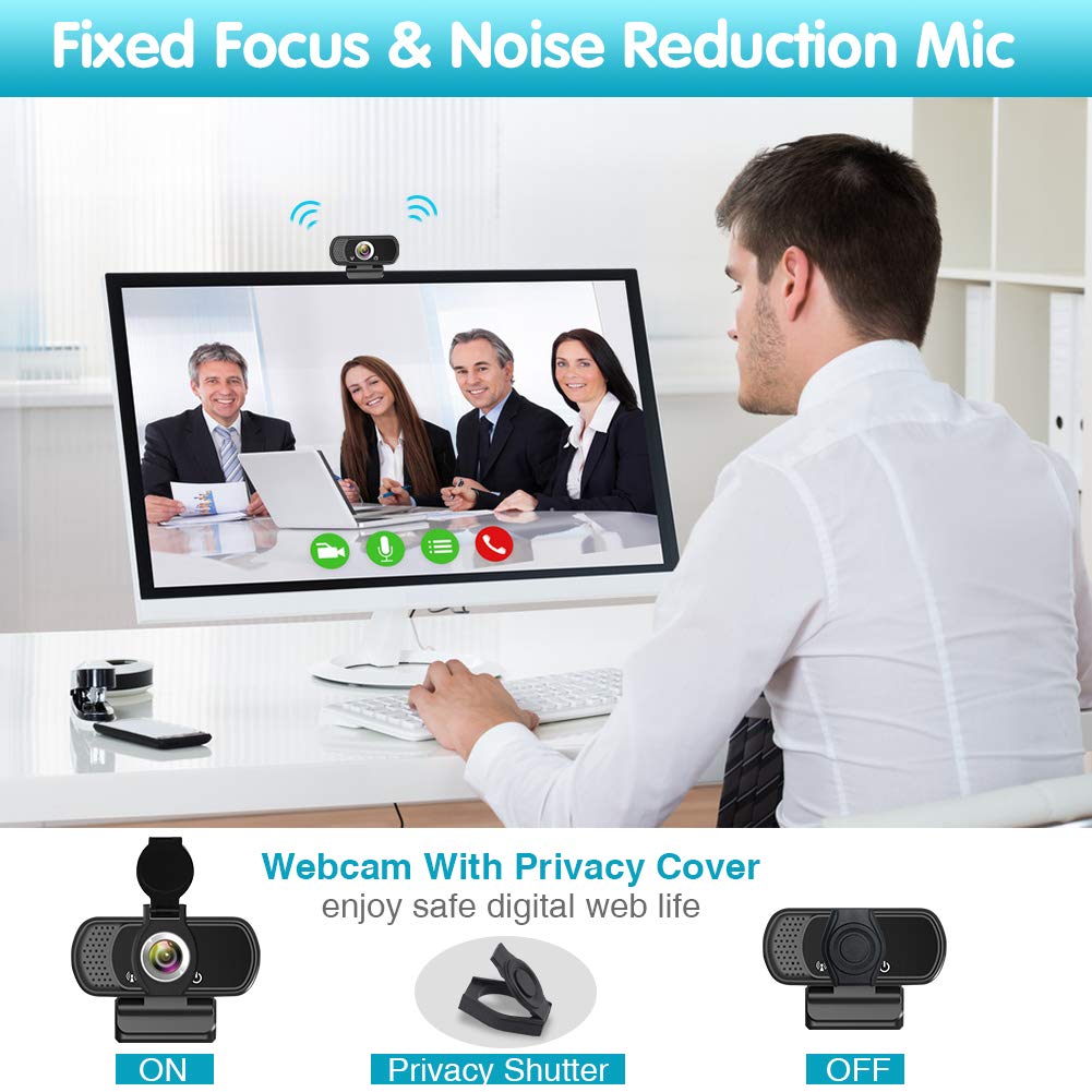 Webcam HD 1080p ,Live Streaming Web Camera with Stereo Microphone, PC Desktop or Laptop USB Webcam with 110 Degree View Angle, HD Webcam for Video Calling, Recording, Conferencing, Streaming, Gaming - amzGamess