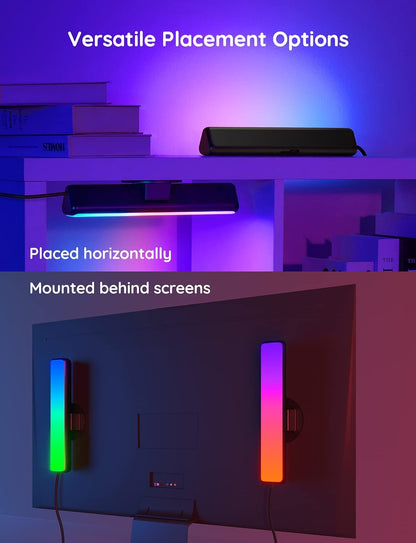 Govee Smart LED Light Bars, Work with Alexa and Google Assistant, RGBICWW WiFi TV Backlights with Scene and Music Modes for Gaming, Pictures, PC, Room Decoration