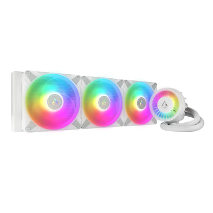 ARCTIC Liquid Freezer III 420 A-RGB - Water Cooling PC, CPU AIO Water Cooler, Intel & AMD Compatible, efficient PWM-Controlled Pump, Fan: 200-1700 RPM, LGA1851 and LGA1700 Contact Frame - White