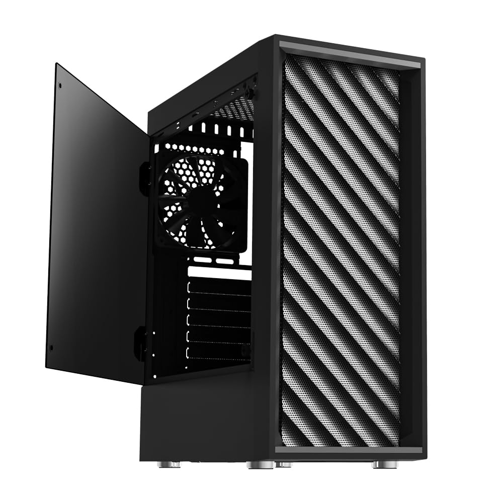 Zalman T7 Compact Mid-Tower PC Computer Case - 2 x 120mm Fans Preinstalled - Patterned Mesh Front Panel - Tinted Acrylic Side Panel - USB 3.0, Black