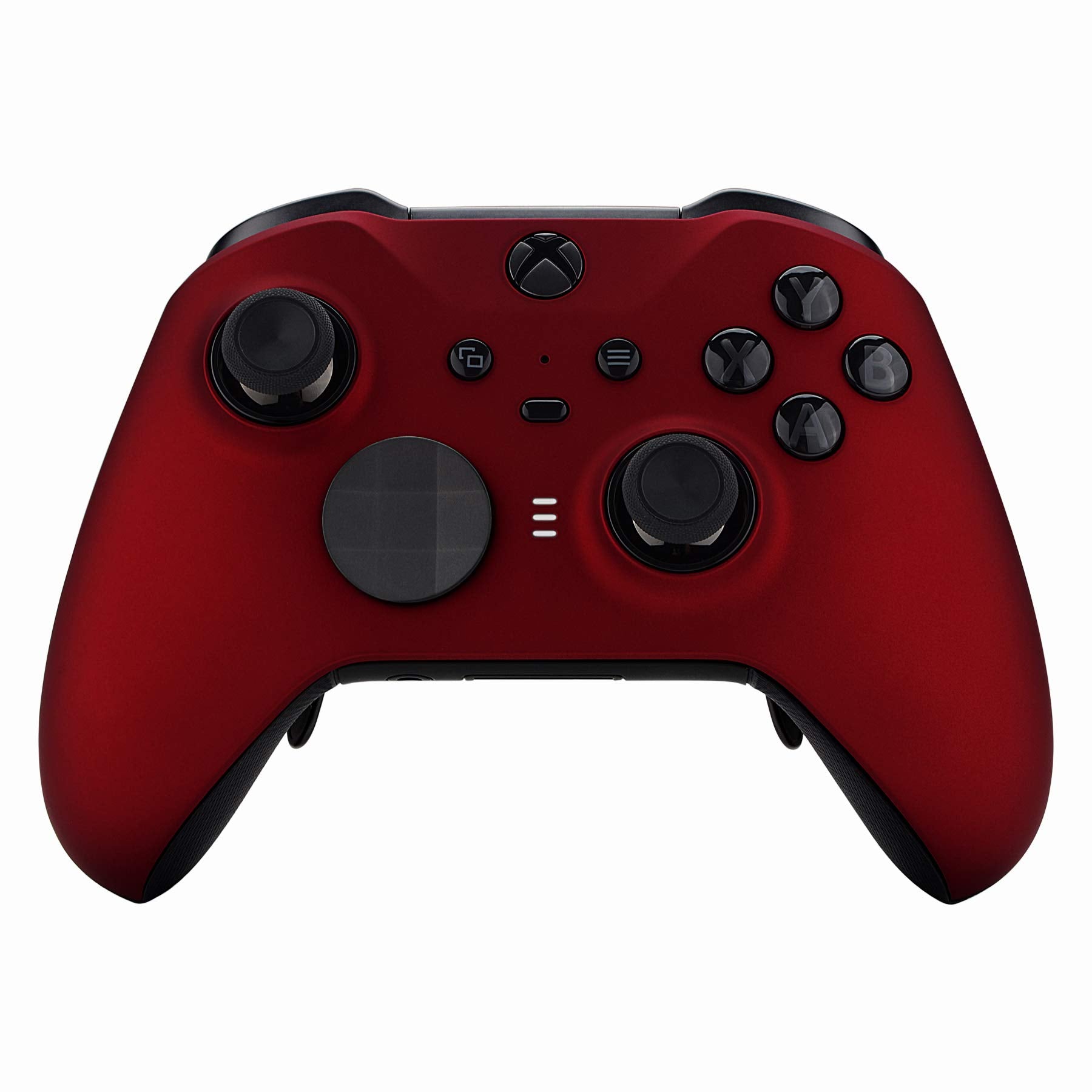 eXtremeRate Scarlet Red Soft Touch Faceplate Cover, Front Housing Shell Case Replacement Kit for Xbox One Elite Series 2, Xbox Elite 2 Core Controller Model 1797 - Thumbstick Accent Rings Included - amzGamess