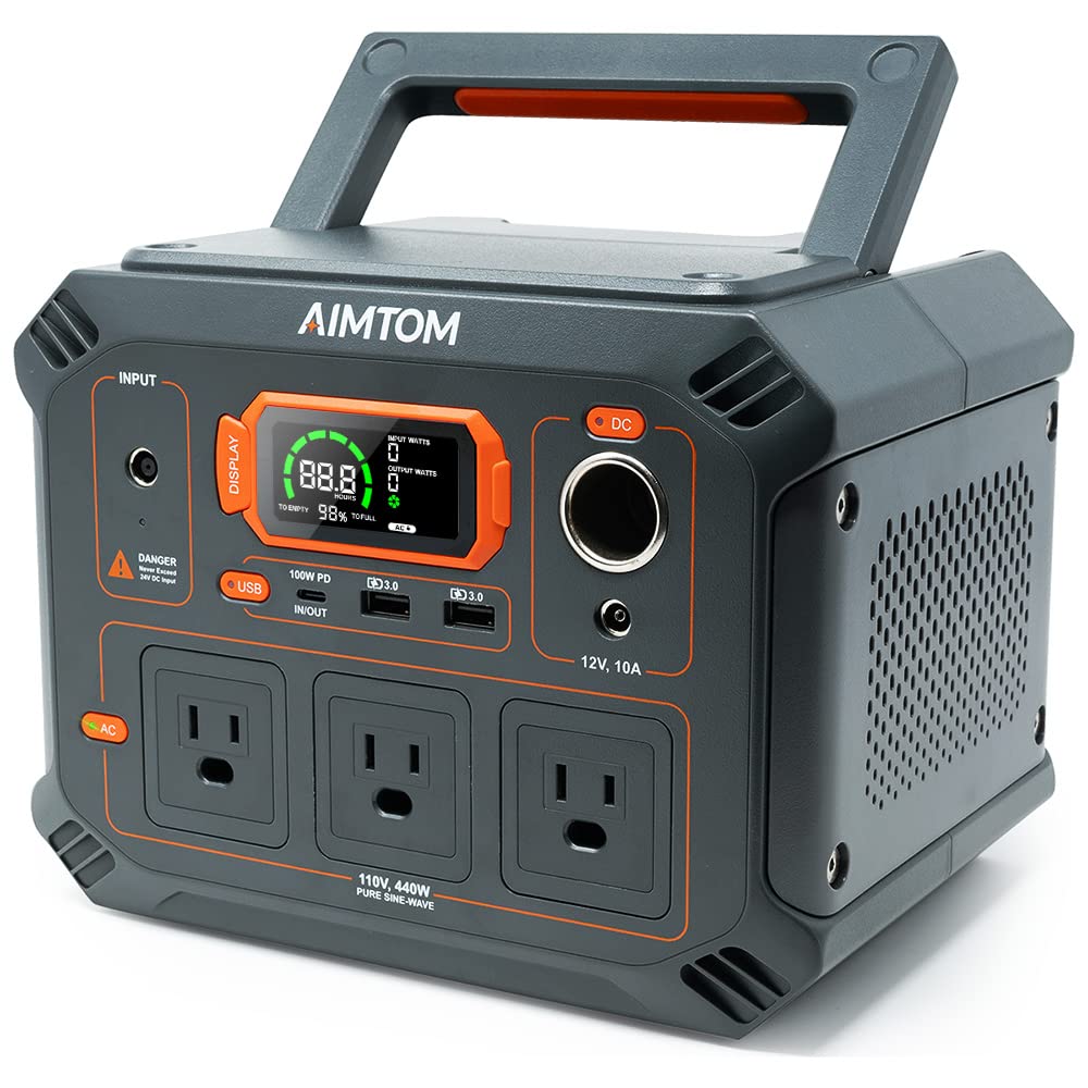 Portable Power Station Rebel400, 3x 440W (800W Surge) AC Outlets, 4-Mode LED, USB, DC, Type-C, 296Wh Lithium Battery Solar Generator (Solar Panel Optional) for Camping, Power Outage, Home Backup