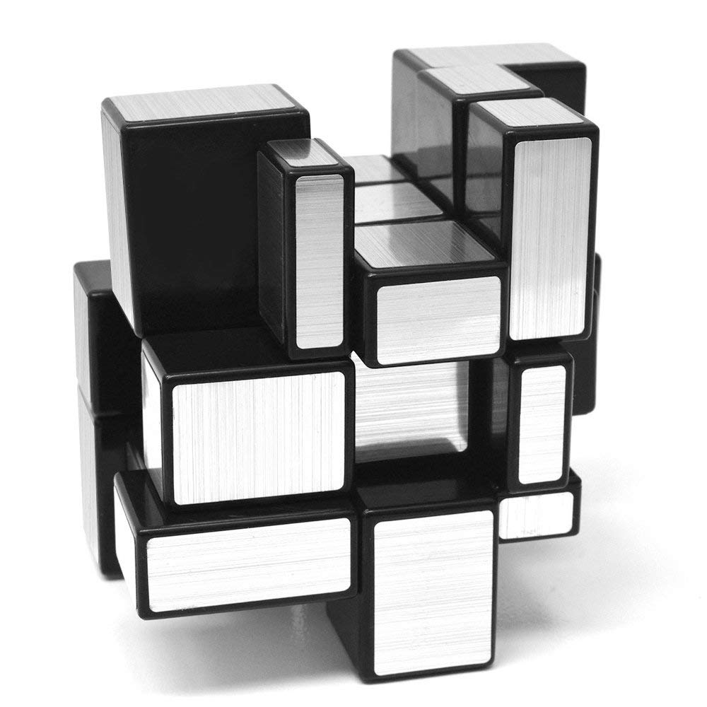 D-FantiX Shengshou Mirror Cube 3x3x3 Speed Cube 3x3 Mirror Blocks Cube Different Shapes Silver Cube 57mm - amzGamess