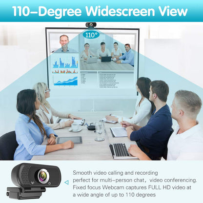 Webcam HD 1080p ,Live Streaming Web Camera with Stereo Microphone, PC Desktop or Laptop USB Webcam with 110 Degree View Angle, HD Webcam for Video Calling, Recording, Conferencing, Streaming, Gaming - amzGamess