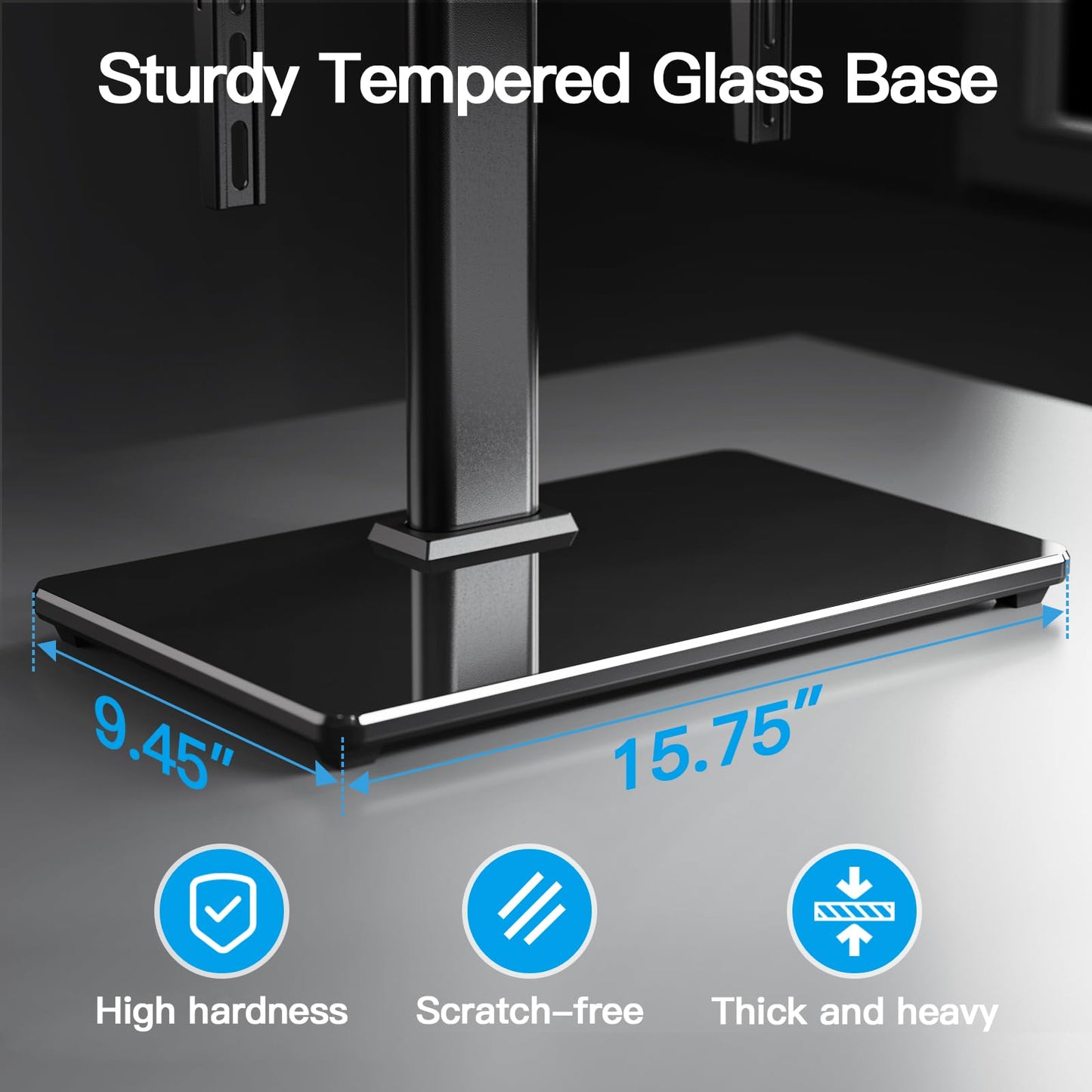 PERLESMITH Universal TV Stand Table Top TV Base for 32 to 60,65 inch LCD LED OLED 4K Flat Screen TVs-Height Adjustable TV Mount Stand with Tempered Glass Base, VESA 400x400mm,Holds up to 88lbs PSTVS15