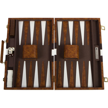 Get The Games Out Top Backgammon Set - Classic Board Game Case - 2 Players - Best Strategy & Tip Guide - Available in Small, Medium and Large Sizes (Brown, Medium)