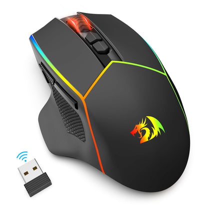 Redragon Wireless Gaming Mouse, Tri-Mode 2.4G/USB-C/Bluetooth Ergonomic Mouse Gaming, 8000 DPI, RGB Backlit, Fully Programmable, Rechargeable Wireless Computer Mouse for Laptop PC Mac, M814 - amzGamess