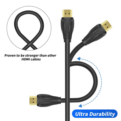 4K HDMI Cable 25ft, High Speed Hdmi 2.0 Cables &4K@60Hz 2K 1080P, Ultra High Speed Gold Plated Connectors hdmi Cord, Compatible with Playstation Arc PS3 PS4 PC HDTV