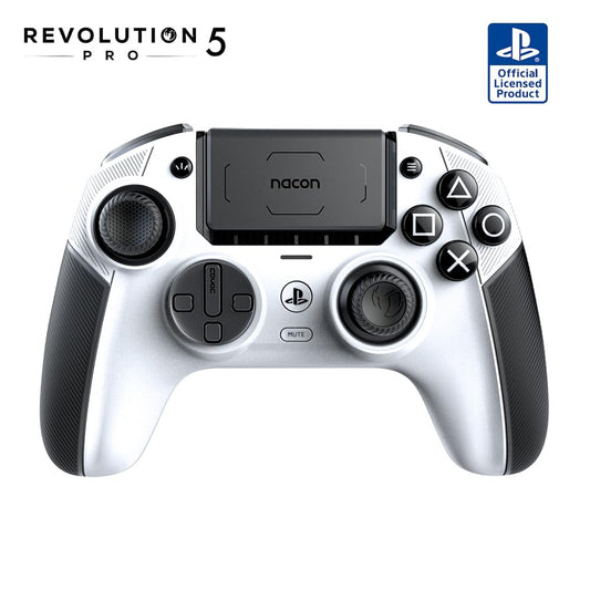 NACON Revolution 5 Pro Officially Licensed PlayStation Wireless Gaming Controller for PS5 / PS4 / PC - Hall Effect, Trigger Stops, Mappable Buttons, Bluetooth Audio - Black/White - amzGamess