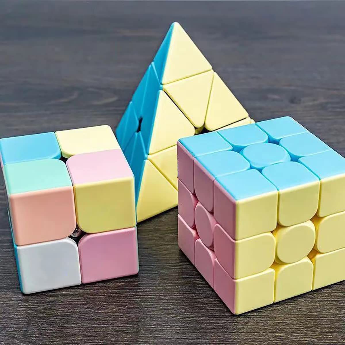 Magic Cube Set, Educational Speed Cubes 3 Pack of 2x2x2 3x3x3 Pyramid Smooth Puzzle Cube - amzGamess