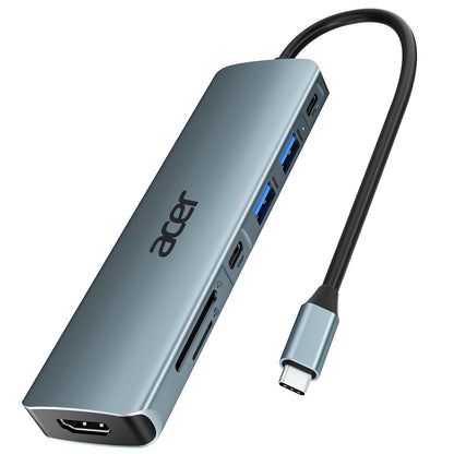 Acer USB C Hub, 7 in 1 USB C to HDMI Splitter, 2 USB 3.1 GEN1 and 5Gbps Type-C Data Port, 4K HDMI Port, PD 100W Charging, SD Card Reader, for iPad Pro MacBook Pro Acer Laptops and More