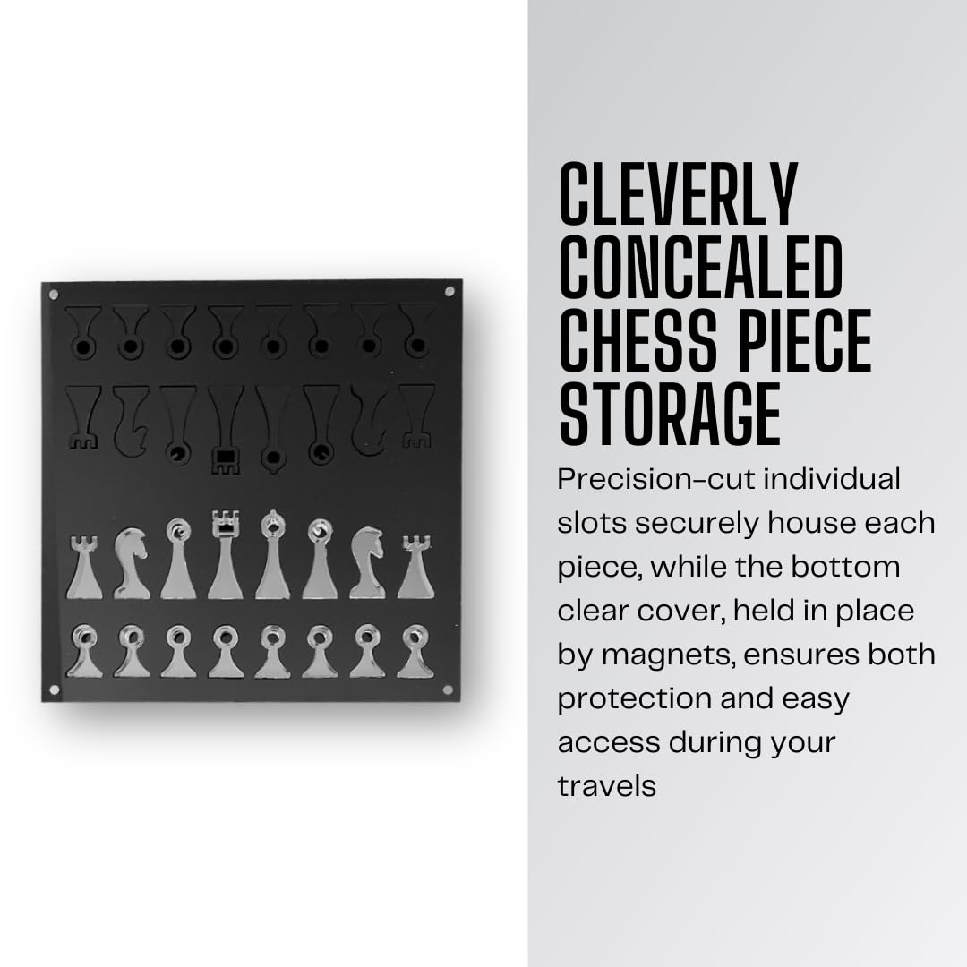 Luxury Travel Chess Set | 10" Portable Chess Set with Storage | Portable Chess Game Set for Adults and Kids | Unique Chess Set | Lucite Chess Board and Pieces